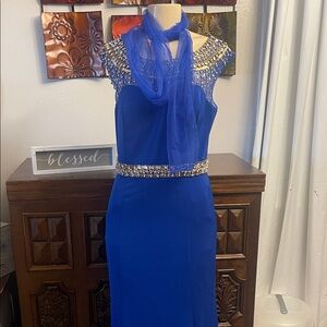 Embellished Royal Blue Evening Gown